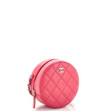 Round Clutch with Chain Quilted Lambskin Mini