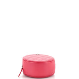 Round Clutch with Chain Quilted Lambskin Mini