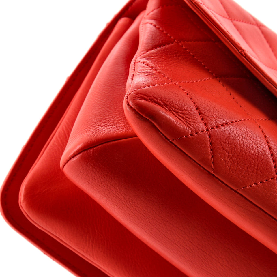 Gold Top Handle Bag Quilted Lambskin Small