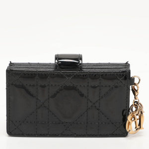 Dior Black Cannage Patent Leather Lady Dior 5 Gusset Card Holder