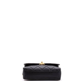 Crystal Logo Letters Chain Handle Flap Bag Quilted Lambskin Small