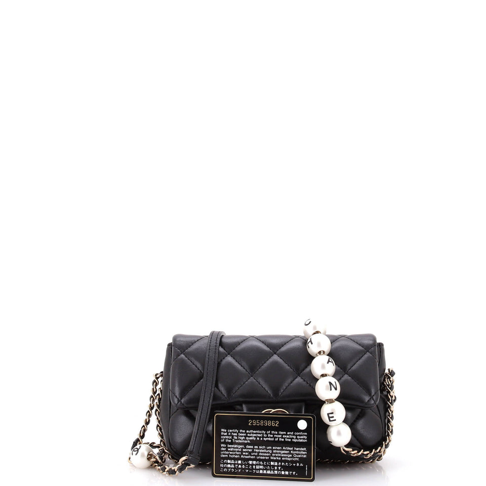 My Precious Pearls Chain Flap Bag Quilted Lambskin Small