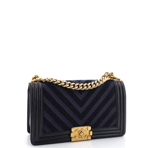 Boy Flap Bag Braided Chevron Cording and Calfskin Old Medium