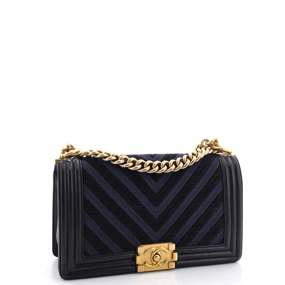 Boy Flap Bag Braided Chevron Cording and Calfskin Old Medium