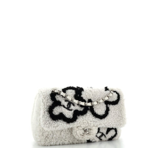 Classic Single Flap Bag Pearl Embellished Shearling Jumbo