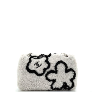Classic Single Flap Bag Pearl Embellished Shearling Jumbo