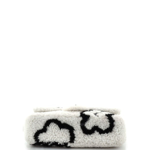 Classic Single Flap Bag Pearl Embellished Shearling Jumbo