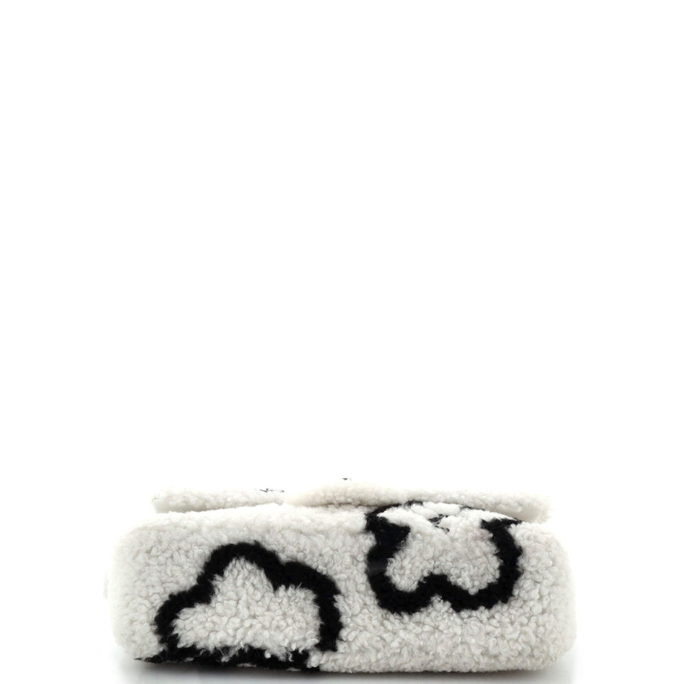 Classic Single Flap Bag Pearl Embellished Shearling Jumbo