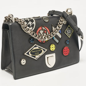 Dior Black Leather Medium Patch Diorama Shoulder Bag