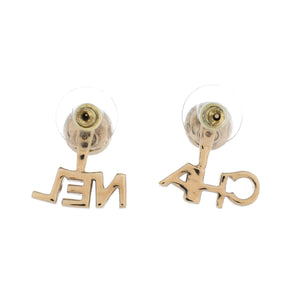 CHA-NEL Drop CC Stud Earrings Metal with Crystals and Faux Pearls