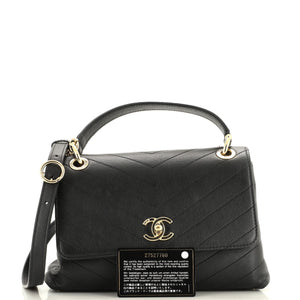 Chevron Chic Top Handle Bag Chevron Calfskin Small