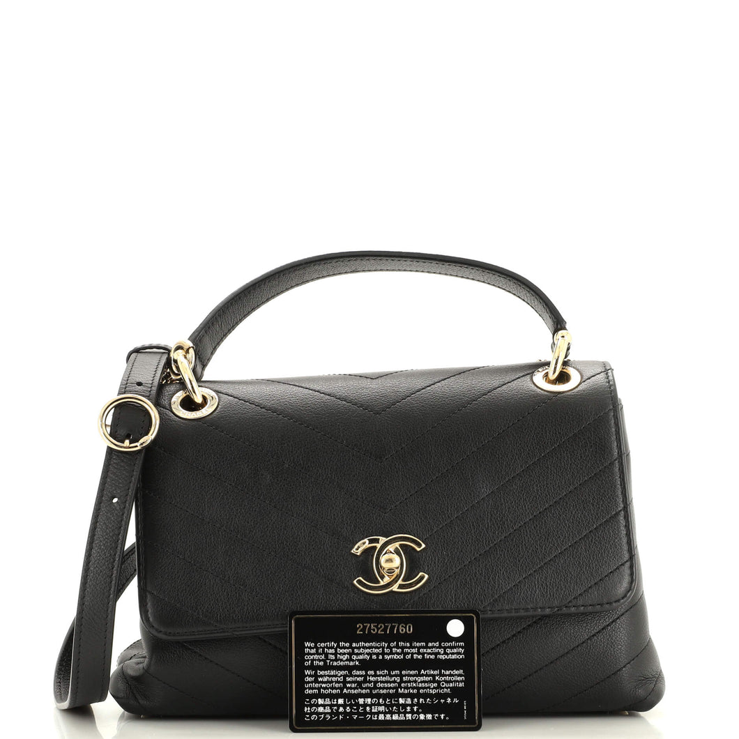 Chevron Chic Top Handle Bag Chevron Calfskin Small