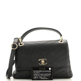 Chevron Chic Top Handle Bag Chevron Calfskin Small