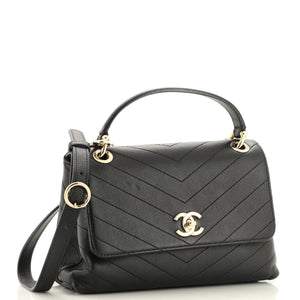 Chevron Chic Top Handle Bag Chevron Calfskin Small