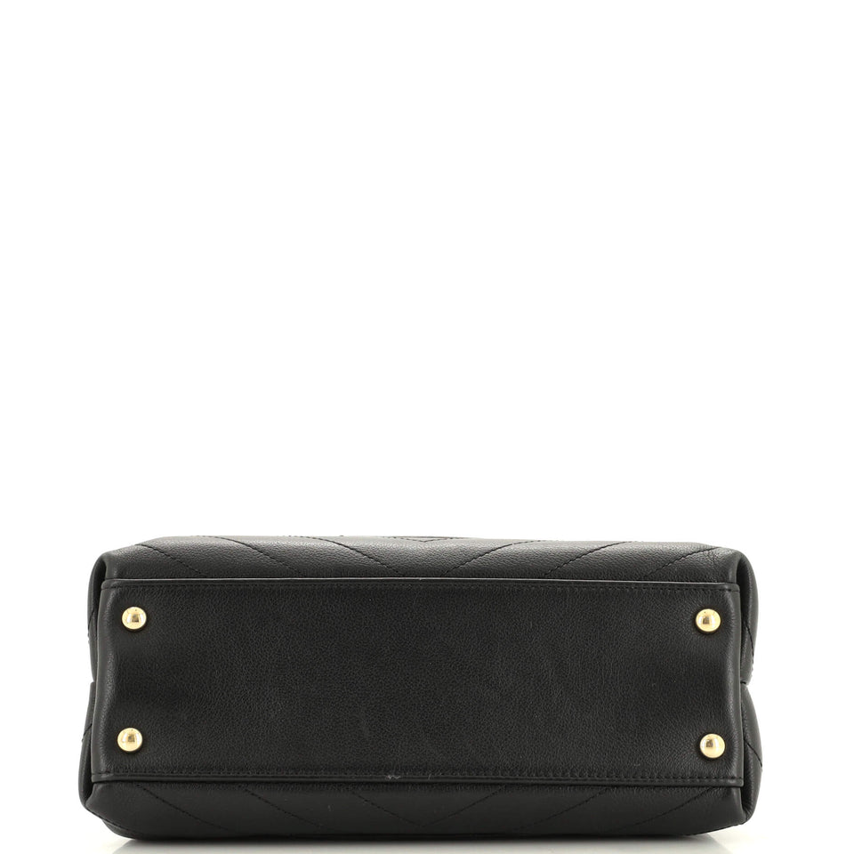 Chevron Chic Top Handle Bag Chevron Calfskin Small