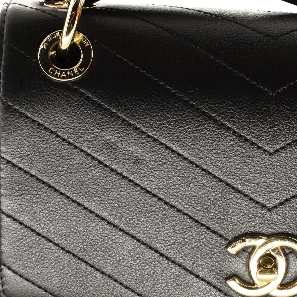 Chevron Chic Top Handle Bag Chevron Calfskin Small