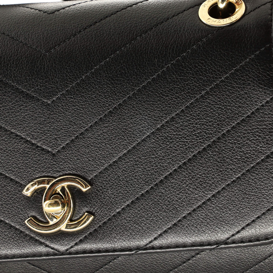 Chevron Chic Top Handle Bag Chevron Calfskin Small