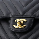 Classic Double Flap Bag Chevron Caviar Small