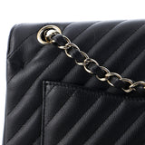 Classic Double Flap Bag Chevron Caviar Small