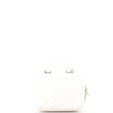 CC Top Handle Vanity Case Quilted Shiny Calfskin Small