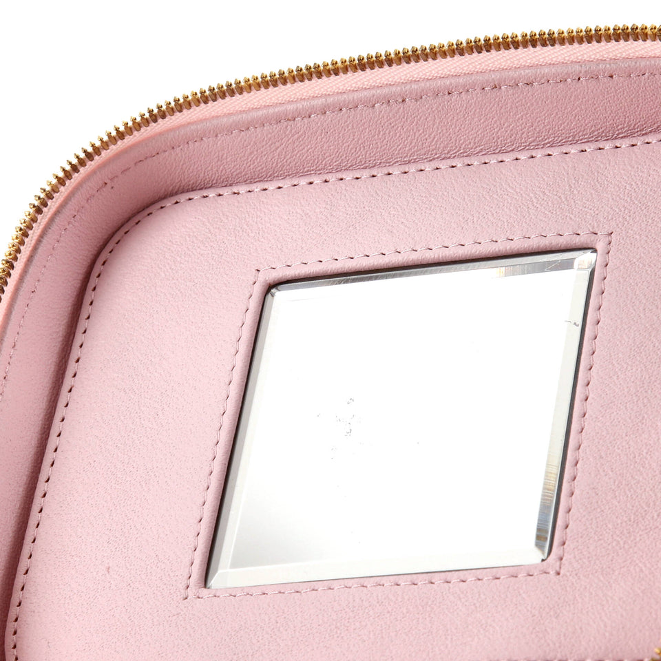 CC Top Handle Vanity Case with Chain Quilted Caviar Small