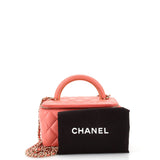 Charming Handle Vanity Case with Chain Quilted Lambskin Small