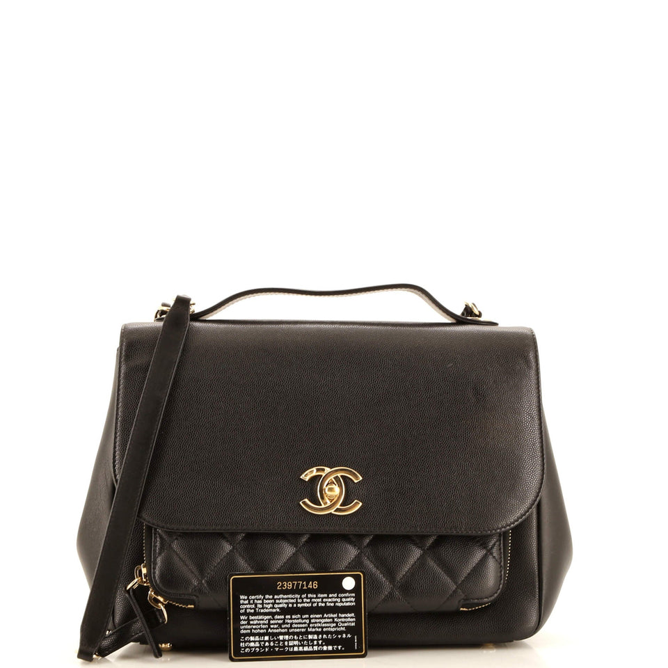 Business Affinity Flap Bag Quilted Caviar Large
