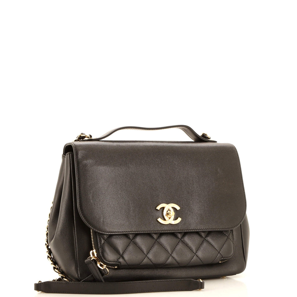Business Affinity Flap Bag Quilted Caviar Large