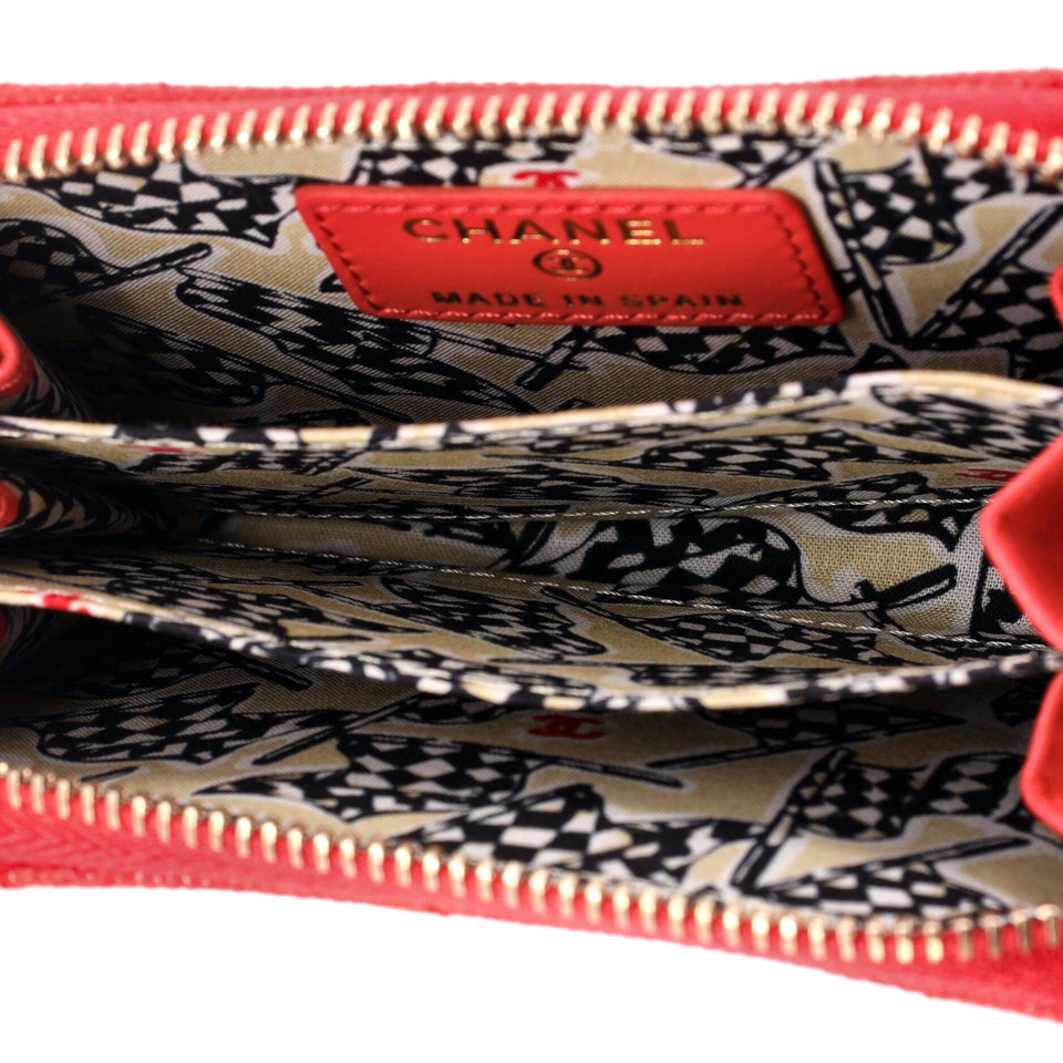 Textured CC Zip Coin Purse Quilted Caviar Small