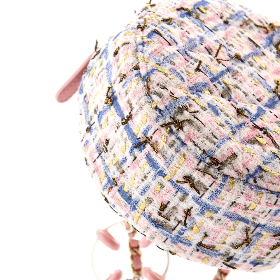 Lifesaver Round Clutch with Chain Quilted Tweed