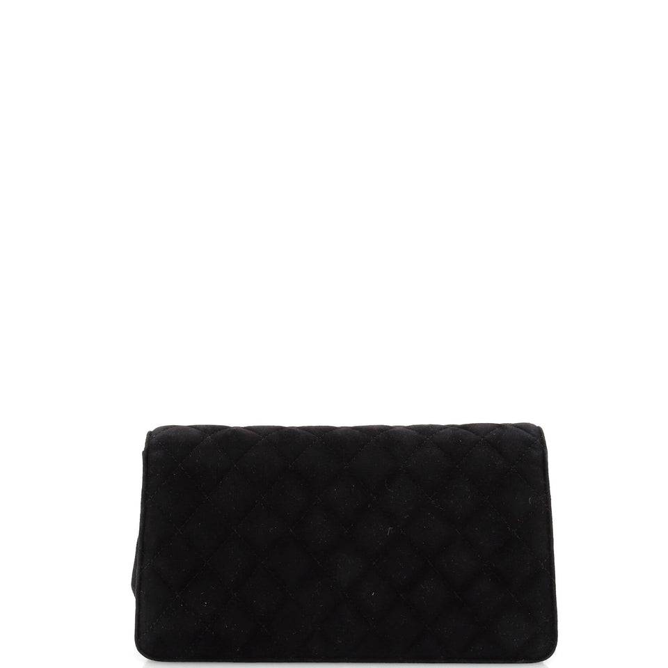 CC Chain Full Flap Bag Quilted Suede with Faux Pearls and Crystals