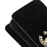 CC Chain Full Flap Bag Quilted Suede with Faux Pearls and Crystals