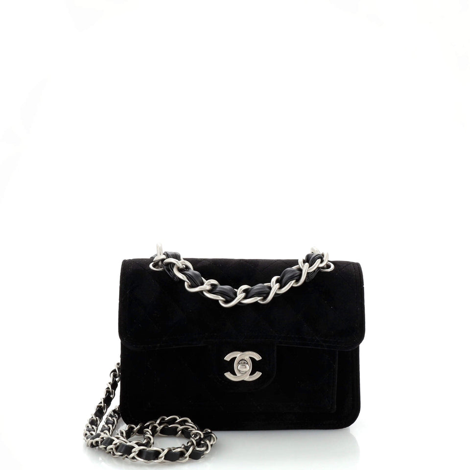 Double You CC Flap Bag Quilted Velvet Mini