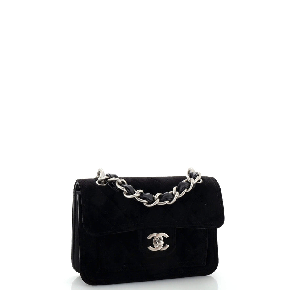 Double You CC Flap Bag Quilted Velvet Mini