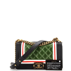 Crest Boy Flap Bag Quilted Lambskin Old Medium