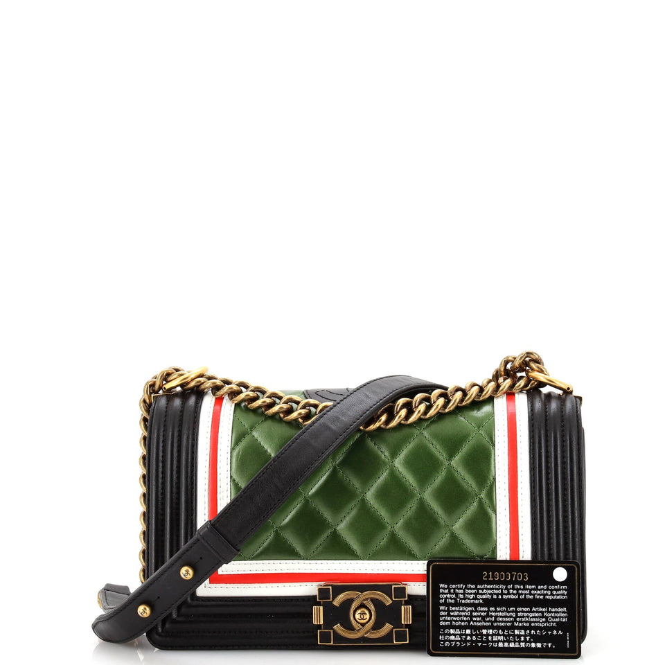 Crest Boy Flap Bag Quilted Lambskin Old Medium