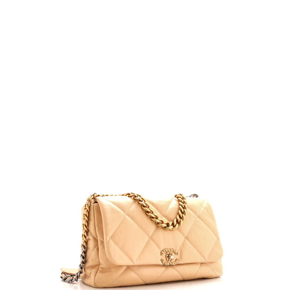 19 Flap Bag Quilted Leather Maxi