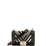 Boy Flap Bag Chevron Patent with Glitter PVC Small