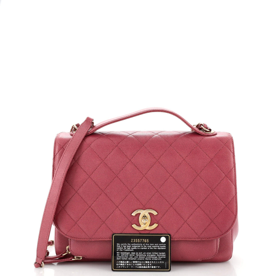 Business Affinity Flap Bag Quilted Caviar Large