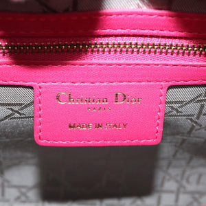 CHRISTIAN DIOR Lady Dior Hand Bag Lamb Skin 2way Pink  28644