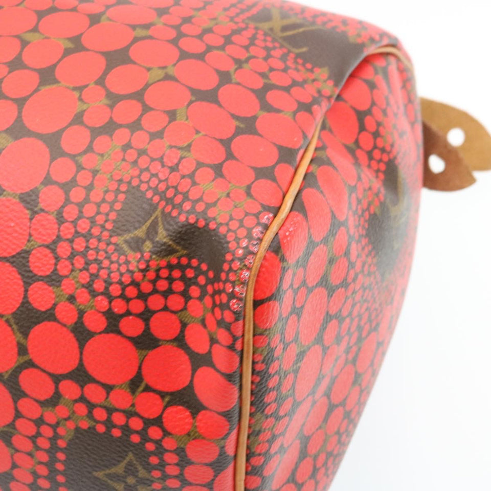 LOUIS VUITTON Monogram Dot Infinity Speedy 30 Kusama Red M40693 LV Auth 28653A