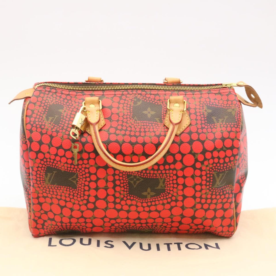 LOUIS VUITTON Monogram Dot Infinity Speedy 30 Kusama Red M40693 LV Auth 28653A