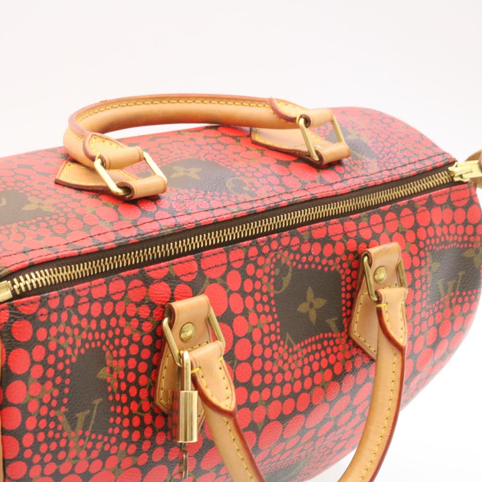 LOUIS VUITTON Monogram Dot Infinity Speedy 30 Kusama Red M40693 LV Auth 28653A