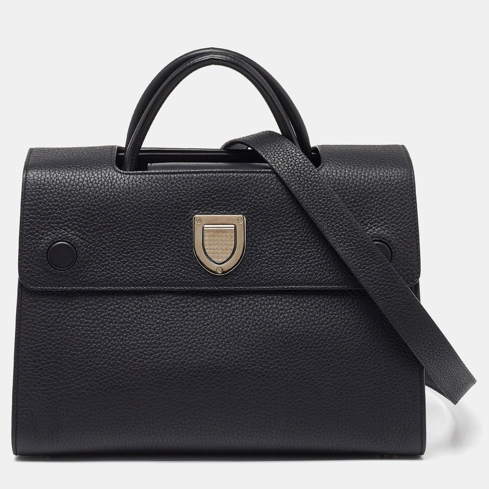 Black Leather Medium Diorever Bag
