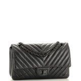 So Black Reissue 2.55 Flap Bag Chevron Aged Calfskin 225