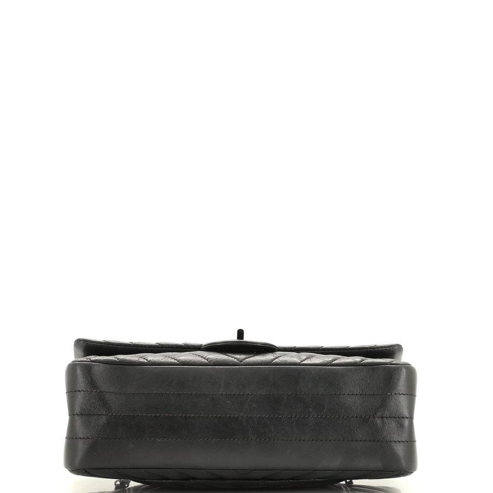 So Black Reissue 2.55 Flap Bag Chevron Aged Calfskin 225
