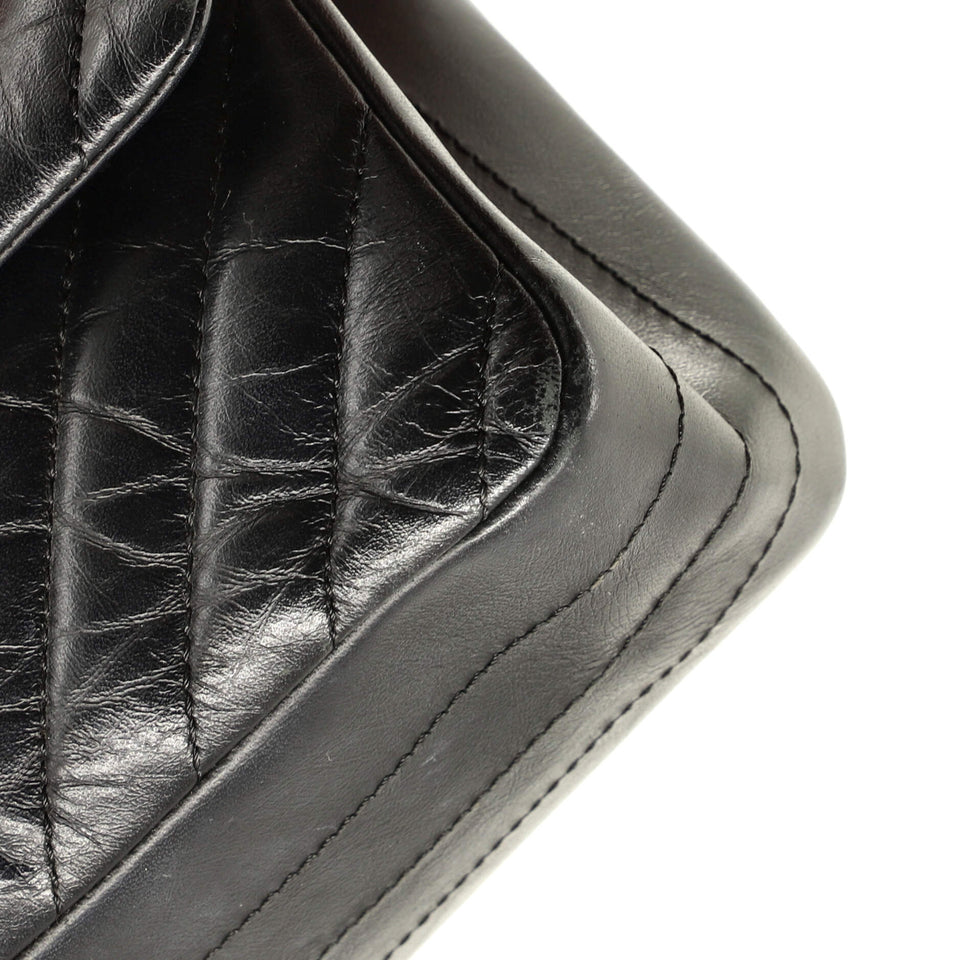 So Black Reissue 2.55 Flap Bag Chevron Aged Calfskin 225