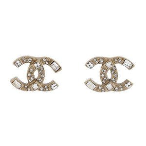 CC Stud Earrings Metal with Crystals