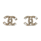 CC Stud Earrings Metal with Crystals