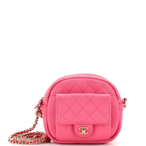 CHANEL CC Day Camera Case Quilted Caviar Small
